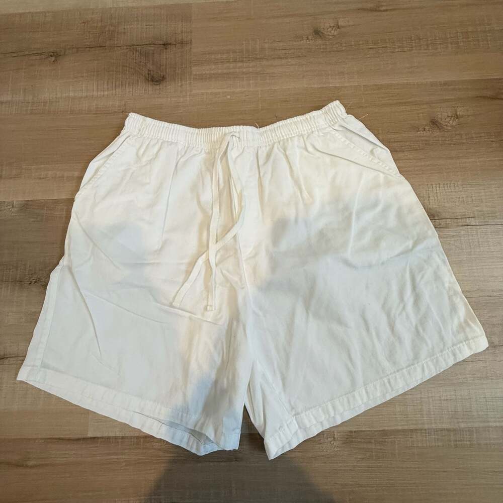 Vintage Cabin Creek White Cotton Elastic Waist Drawstring Shorts Size 16W